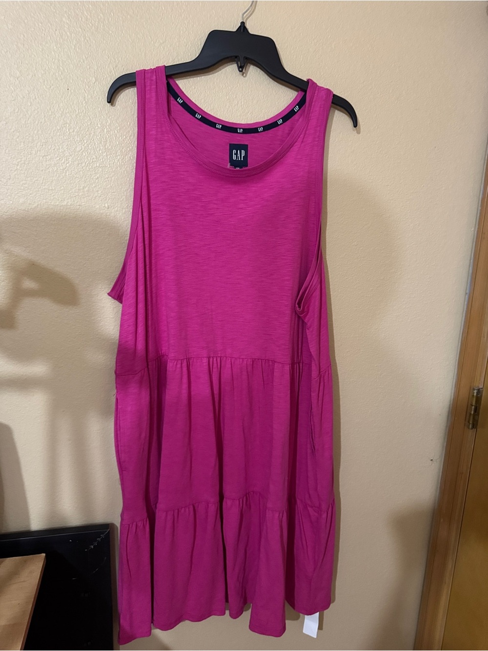 GAP Bright Fuchsia Sleeveless Tiered Dress